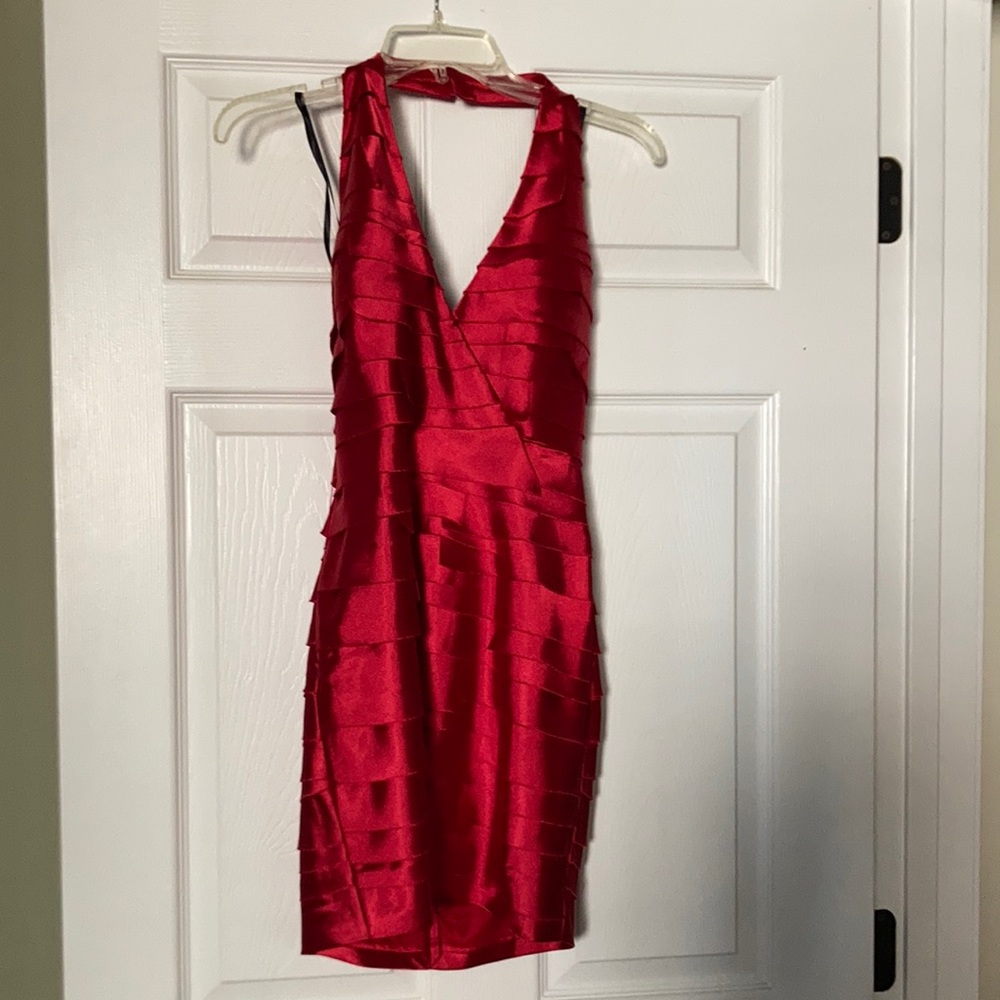 BEBE NWT Dress Red Halter Size XS